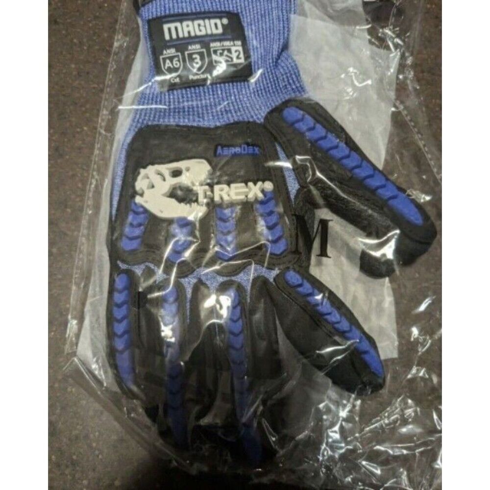 Magid T-Rex Blue & Black A6 Cut Size M Safety Work Gloves